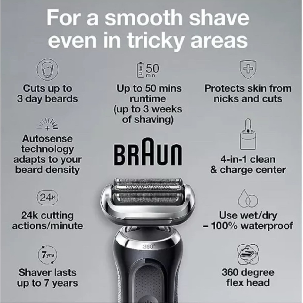 Braun 7075cc - Waterproof Foil Shaver/Wet & Dry Shave/Beard Trimmer/Travel Case - Picture 15 of 15